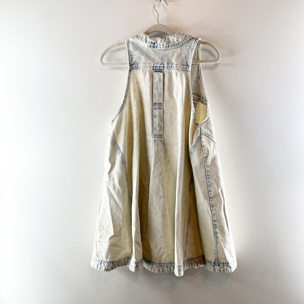 Free People Kate Denim Sleeveless Swing Mini Dress in Blue Icing Sugar Small - Picture 4 of 4